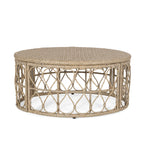 Cultured Outdoor Coffee Table with Wicker Weave Top and Looped Design