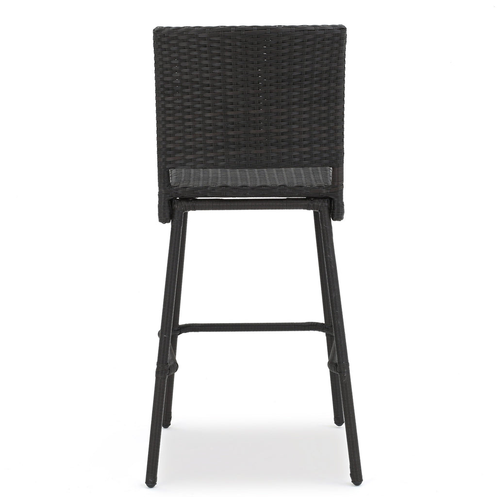 29" Outdoor Rattan Armless Barstools, Set of 2