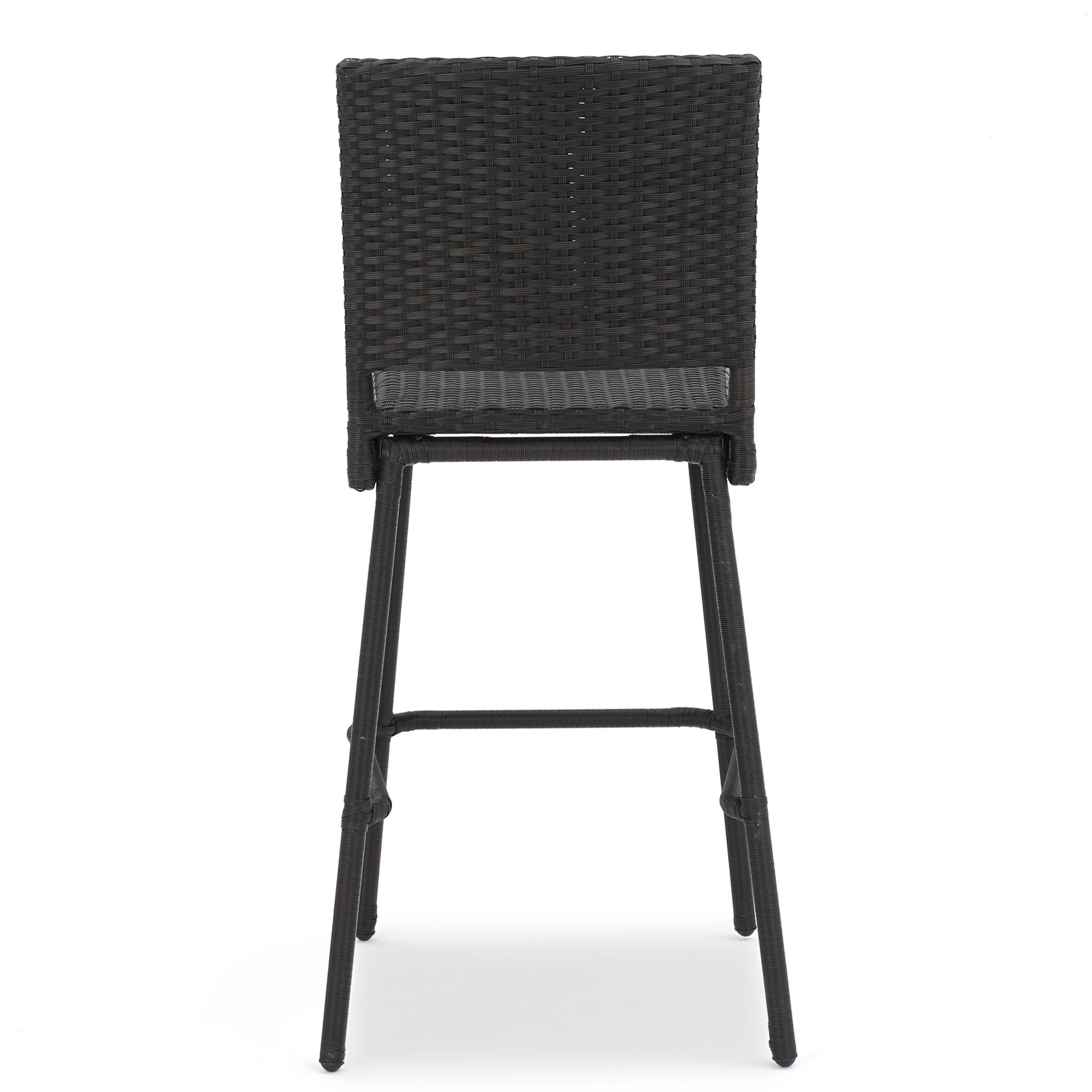 29" Outdoor Rattan Armless Barstools, Set of 2