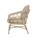Zircon Outdoor Club Chair with Woven Wicker Weave Design and Back Cushion, Set of 2