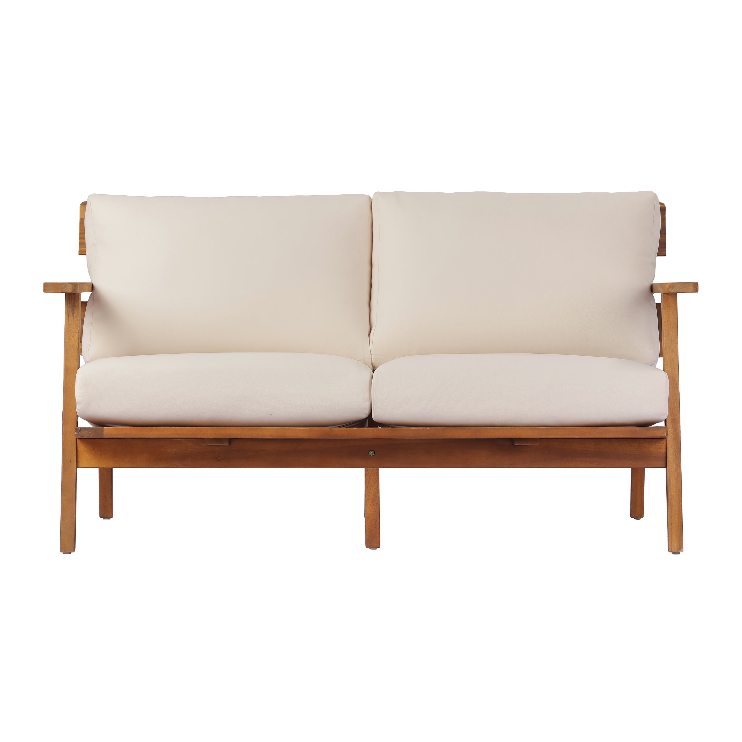 Mid-Century Modern 4-Piece Acacia Wood Outdoor Patio Set