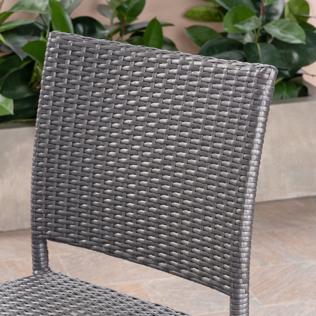 29" Outdoor Rattan Armless Barstools, Set of 2