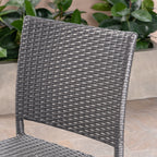 29" Outdoor Rattan Armless Barstools, Set of 2