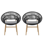 Cyril Outdoor Wicker Papasan Style Dining Chair, Set of 2