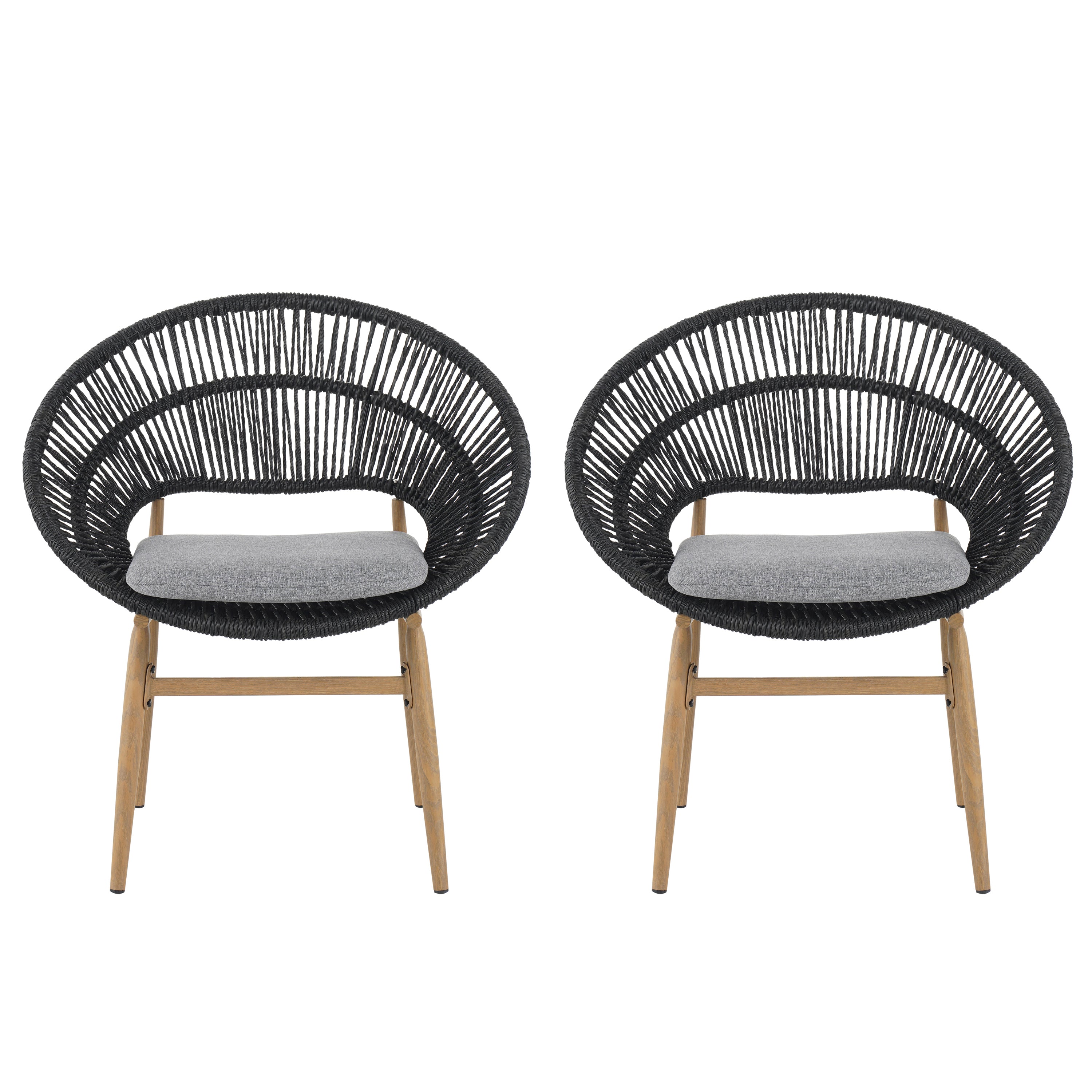 Cyril Outdoor Wicker Papasan Style Dining Chair, Set of 2