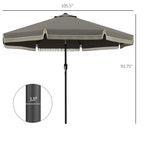 9' Fringe Edge Patio Umbrella with Push Button Tilt and Crank