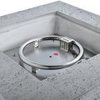 Outdoor Square Fire Pit with Steel Burner, Lava Rocks and Cover