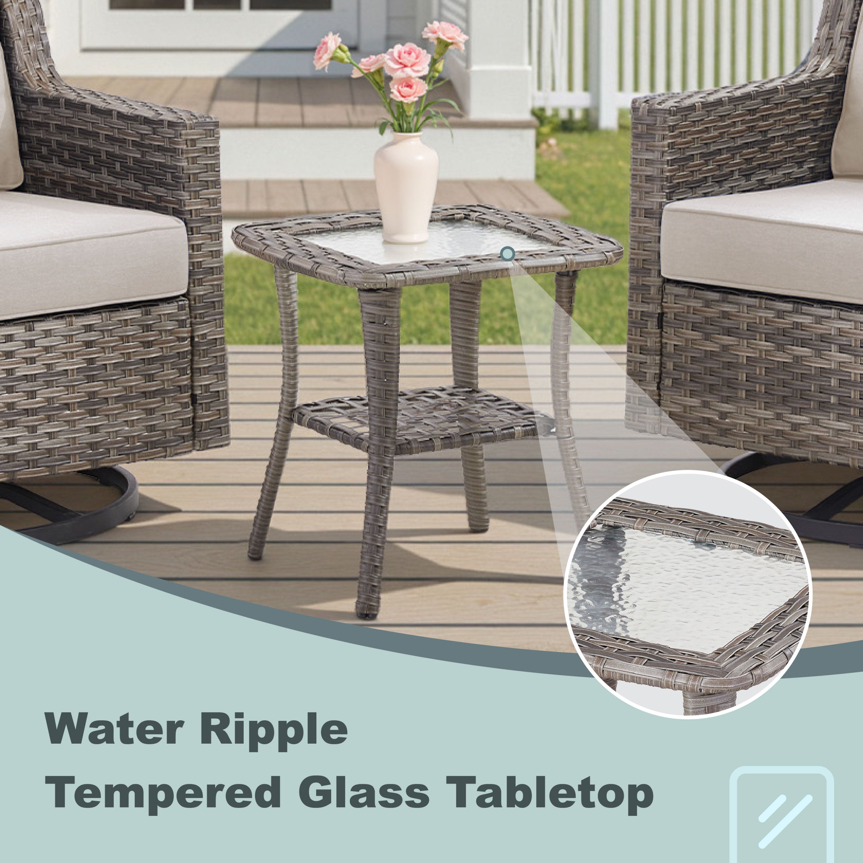 Tatum 3 Piece Outdoor Set with Swivel Rockers