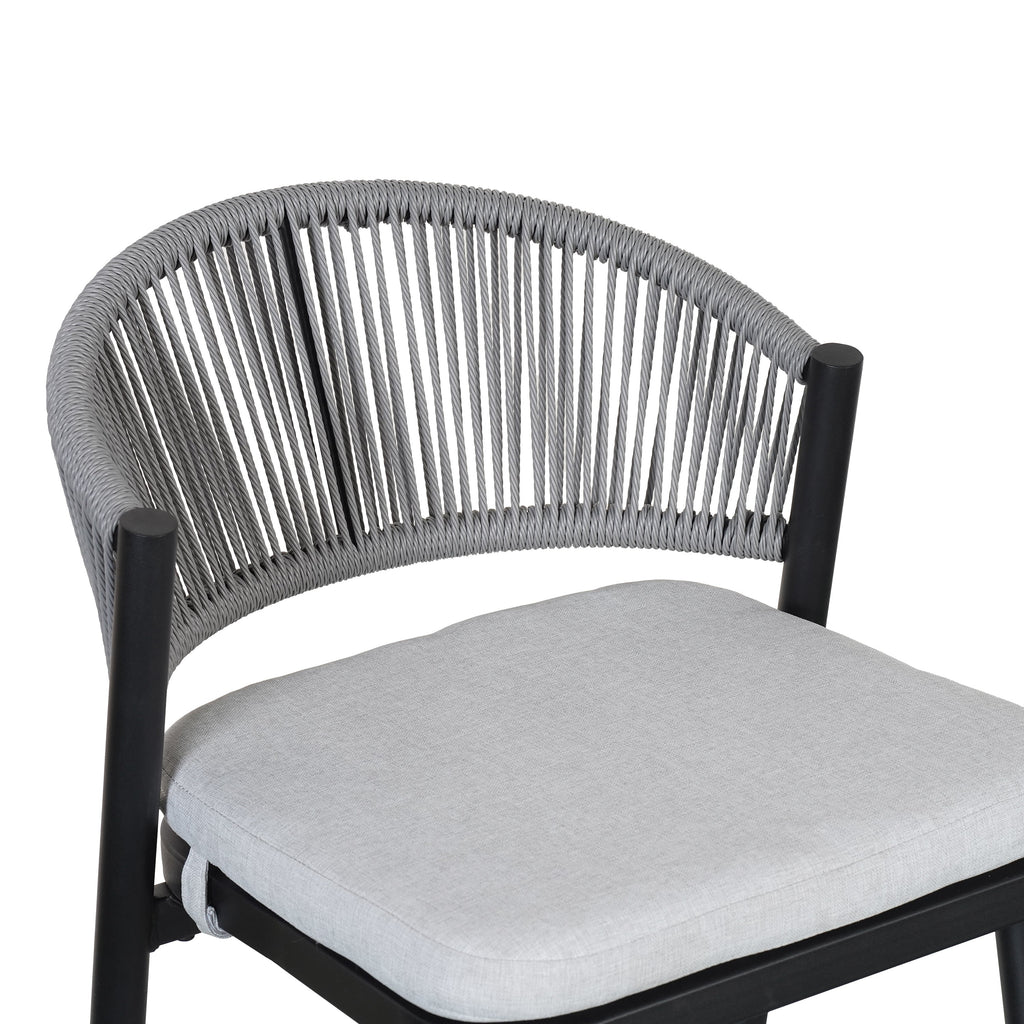 Outdoor Metal Frame Stools with Scallop-Shaped Backrest & Water-Resistant Cushions, Set of 2
