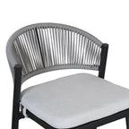 Outdoor Metal Frame Stools with Scallop-Shaped Backrest & Water-Resistant Cushions, Set of 2