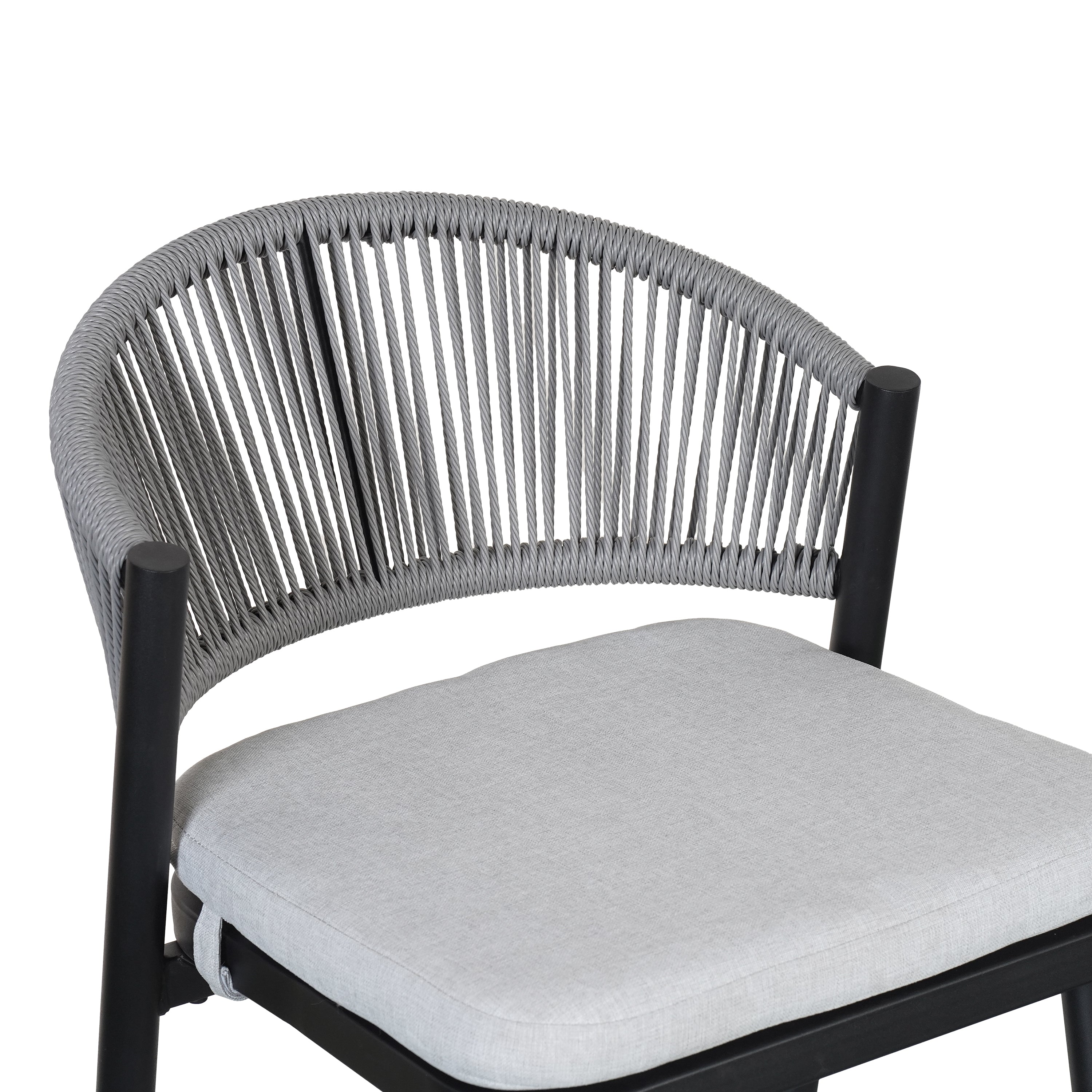 Outdoor Metal Frame Stools with Scallop-Shaped Backrest & Water-Resistant Cushions, Set of 2