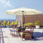 9' Fringe Edge Patio Umbrella with Push Button Tilt and Crank