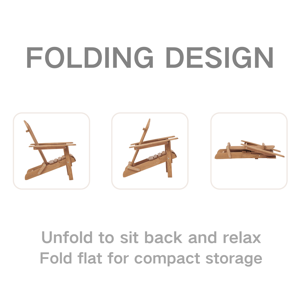 Outdoor Wooden Folding Adirondack Chair, Set of 2