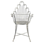 Distressed Silver Finish Iron French Country Garden Chair