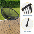 Acapulco-Style 3-Piece Patio Bistro Set with Gray PE Rattan Chairs & Tempered Glass Table