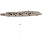 Oversized Fringe Trim Patio Umbrella with Crank Handle