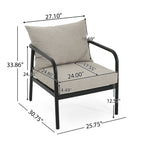 Outdoor Club Chair with Aluminum Frame, Padded Seat and back Cushions, Set of 2