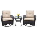 3 Piece Outdoor Wicker Rocker Swivel Conversation Set