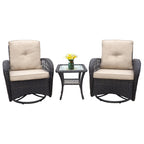 3 Piece Outdoor Wicker Rocker Swivel Conversation Set