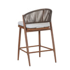 Outdoor Metal Frame Stools with Scallop-Shaped Backrest & Water-Resistant Cushions, Set of 2