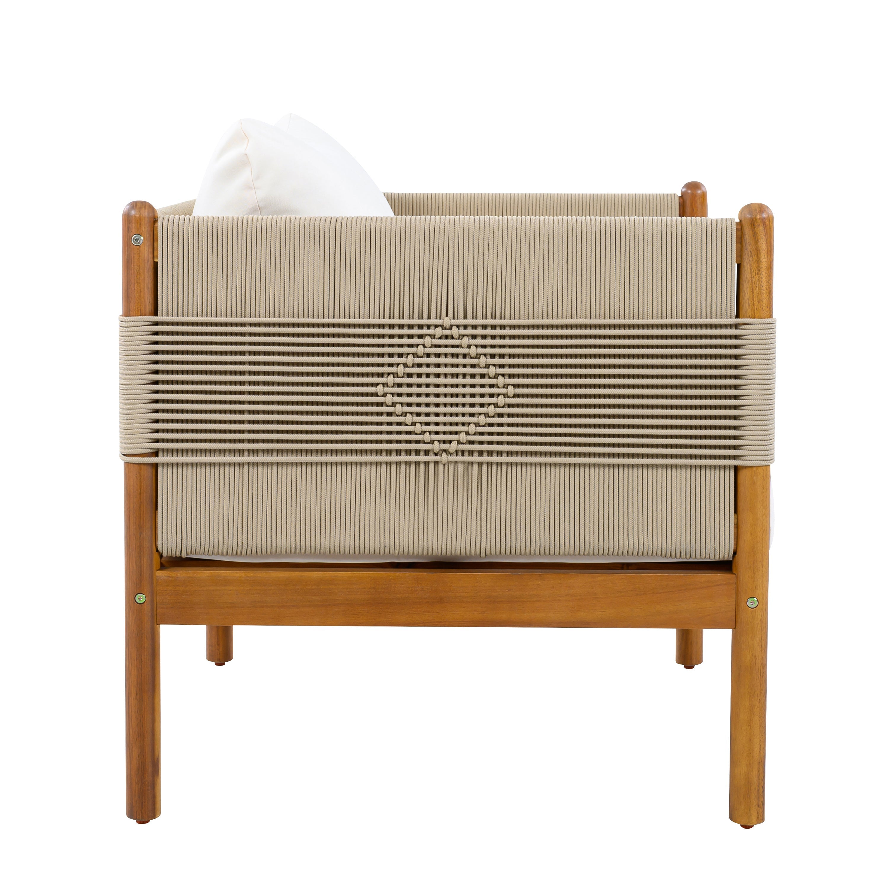 Seabrook Acacia Wood Outdoor Club Chair with Diamond Rope Weave & Cushions