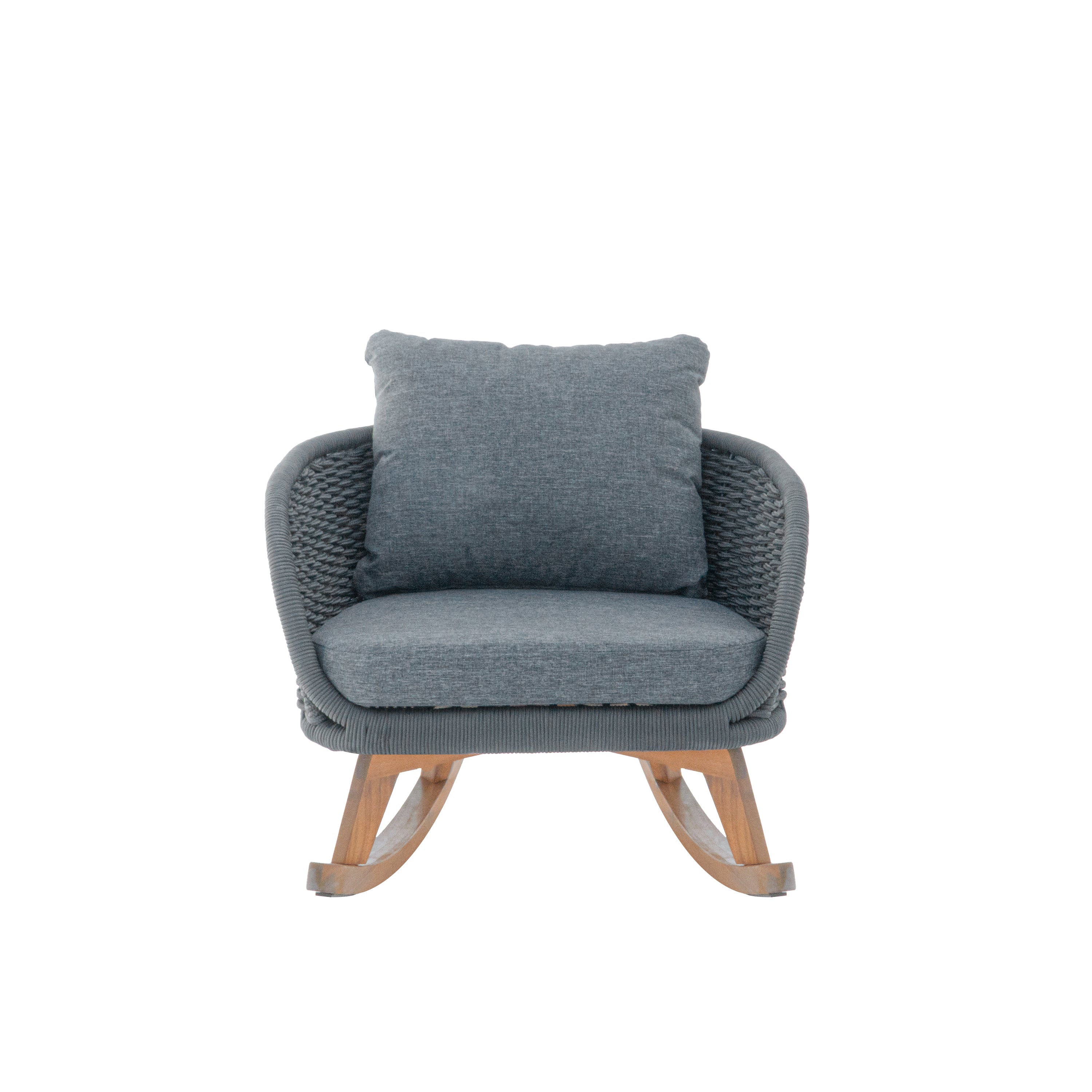 Contemporary Minimalist Wicker Rocking Chair with Cushions