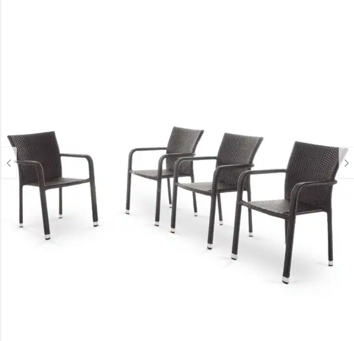 Larache Outdoor Wicker Dining Arm Chair, Set of 4