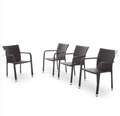 Larache Outdoor Wicker Dining Arm Chair, Set of 4