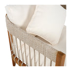Azari Outdoor Acacia Wood Club Chair with Handwoven Rope Accents & Curved Backrest
