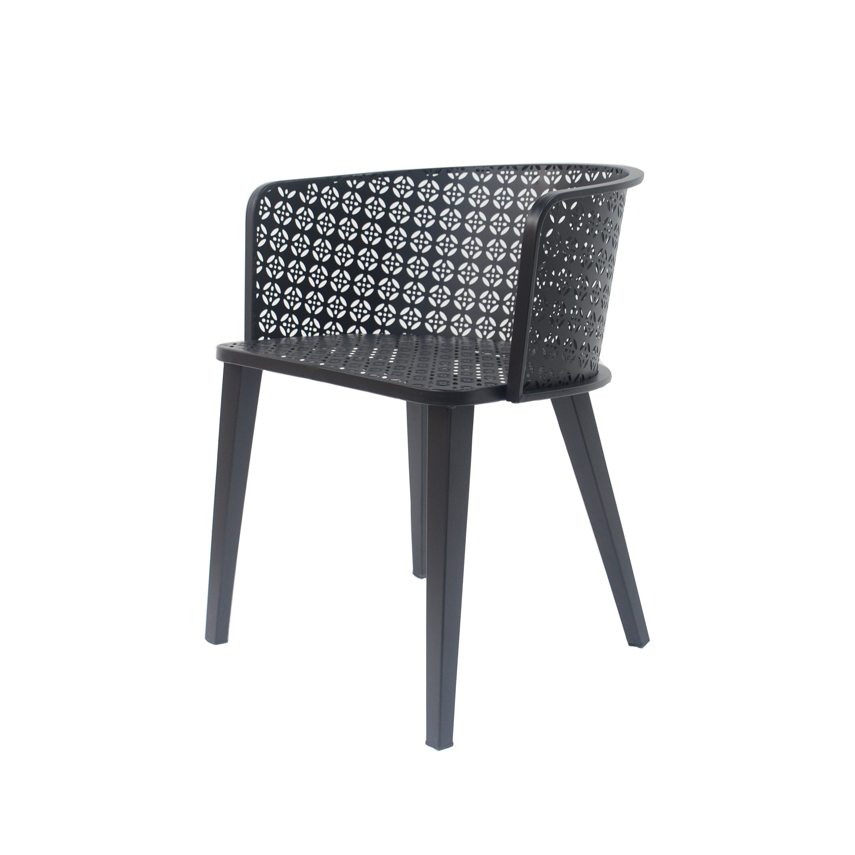 Rejoiced Outdoor Dining Chair with Geometric Lattice Design and Curved Back, Set of 2