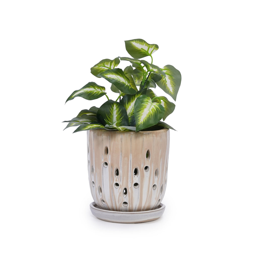 Aven Beige Handmade Ceramic Planter, Set of 2