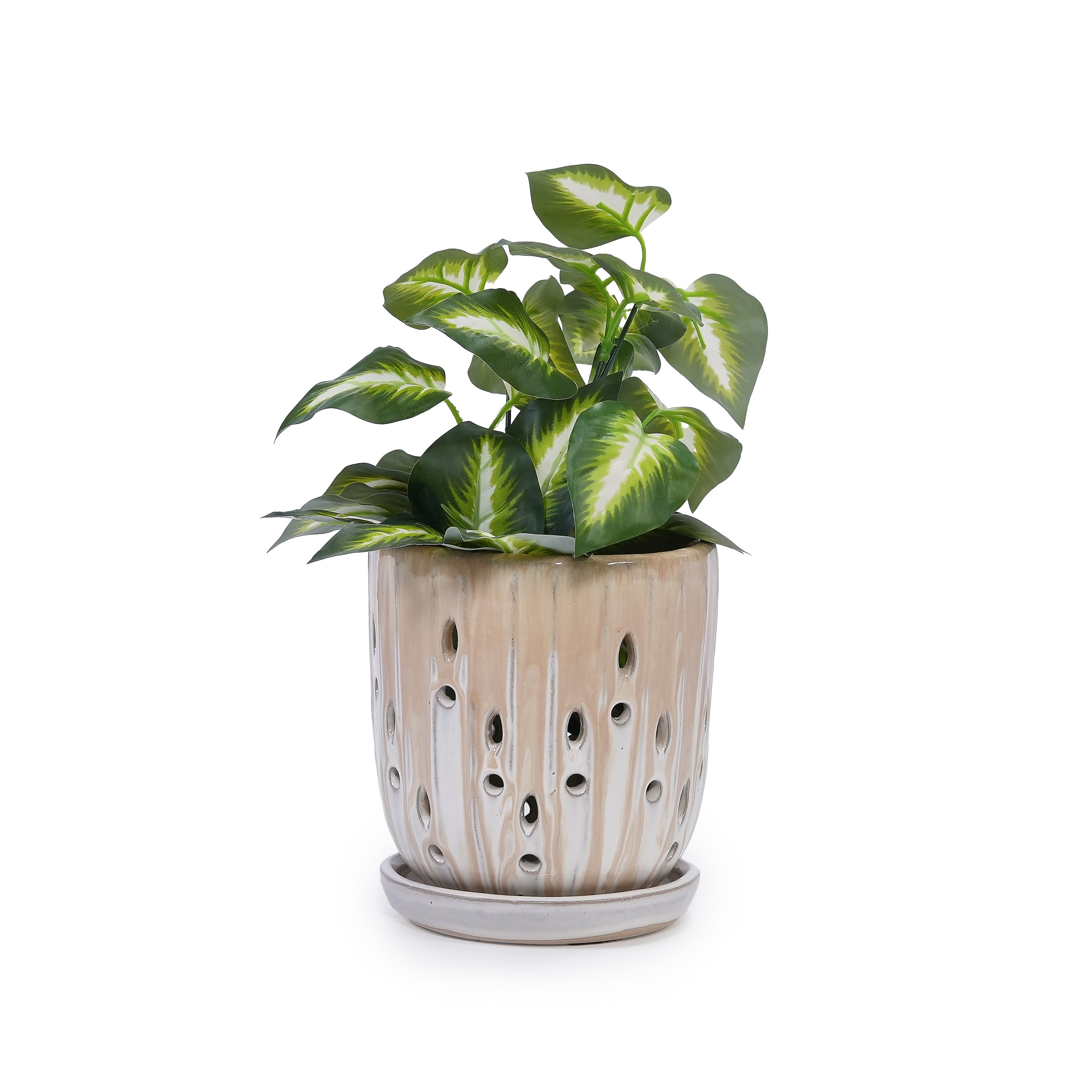 Aven Beige Handmade Ceramic Planter, Set of 2