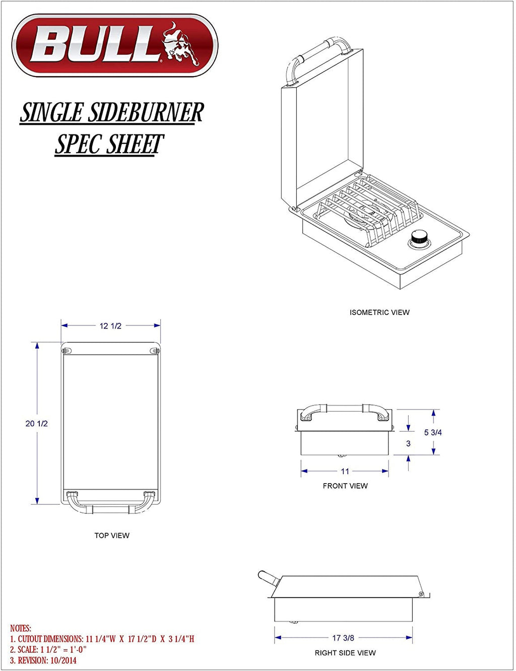 Bull Stainless Steel Drop-In Single Side Burners