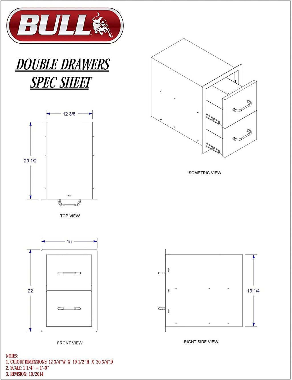 Bull Stainless Steel Accessory Storage Double Drawers