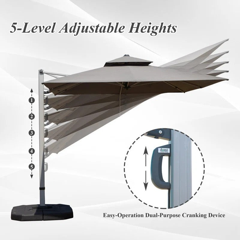 9' Aluminum Cantilever Tilt Patio Umbrella with Center Pole, Base Not Included