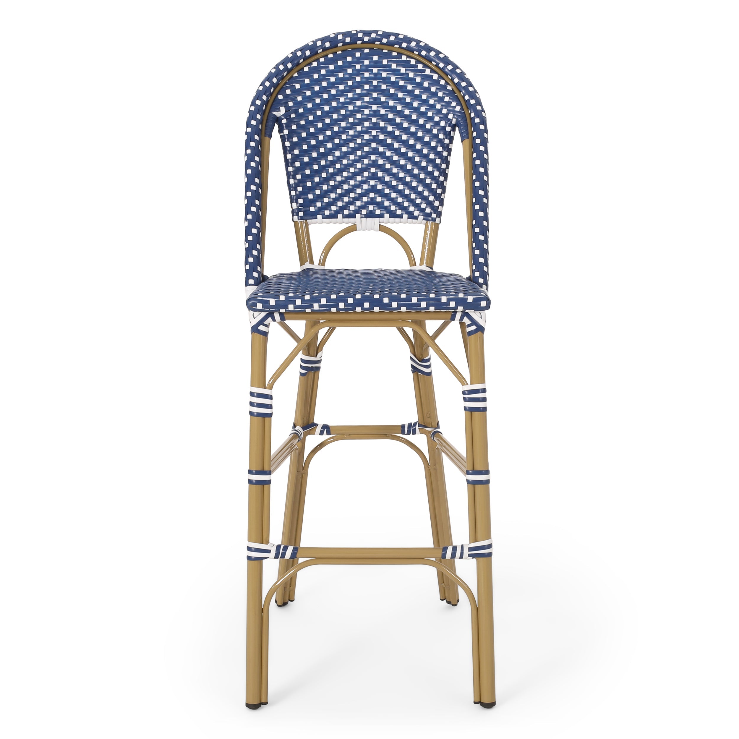 Clifftop 29.5" Outdoor Rattan Bar Stool with Aluminum Frame and Footrest, Set of 2