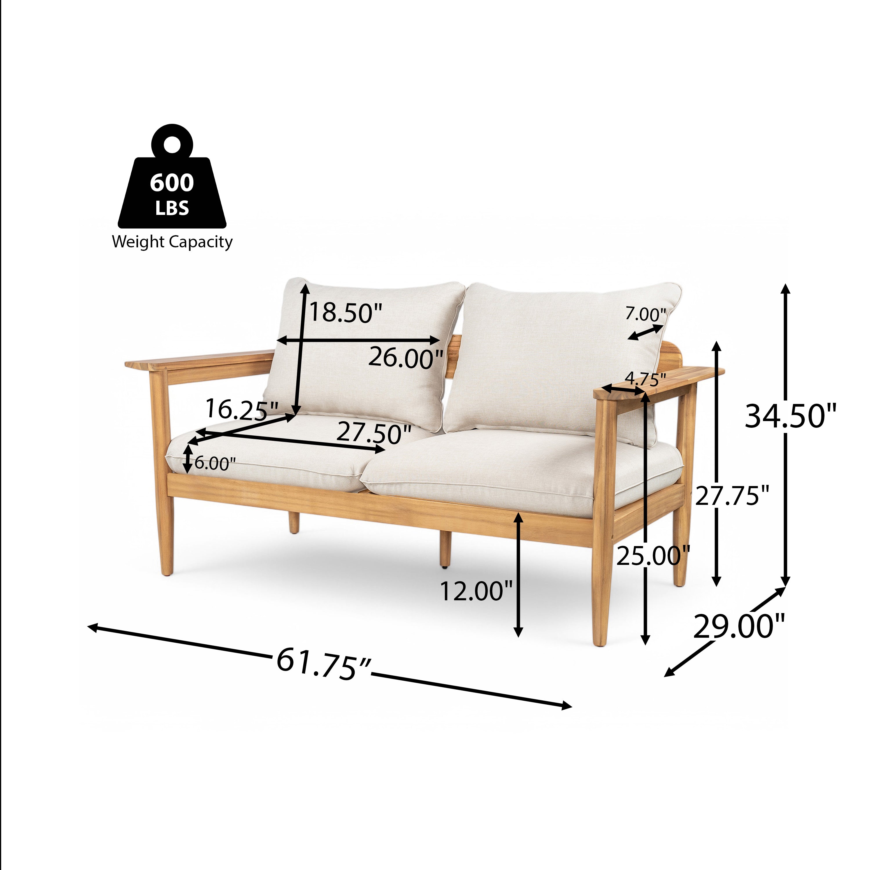 Terassi Outdoor Acacia Wood Loveseat