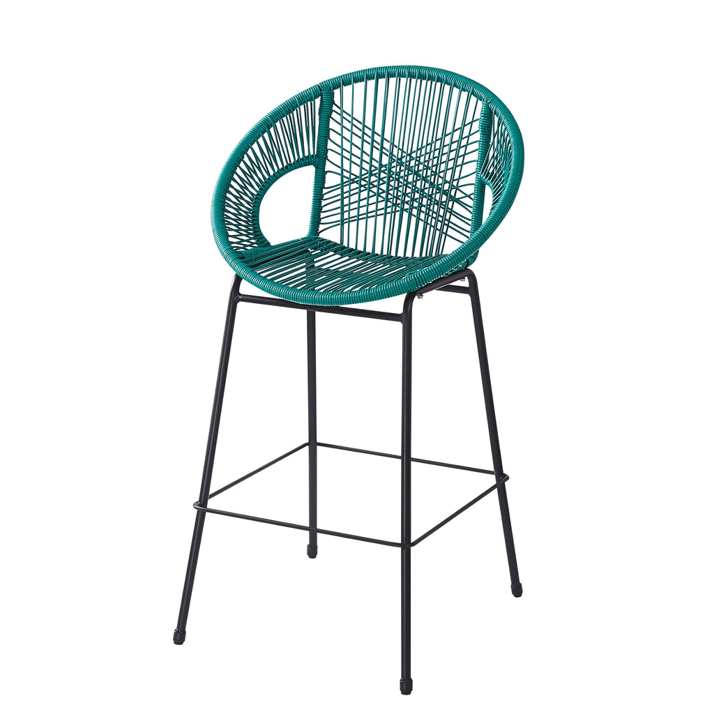 Entwined Outdoor Bar Stool with Ergonomic Design and Footrest, Set of 2