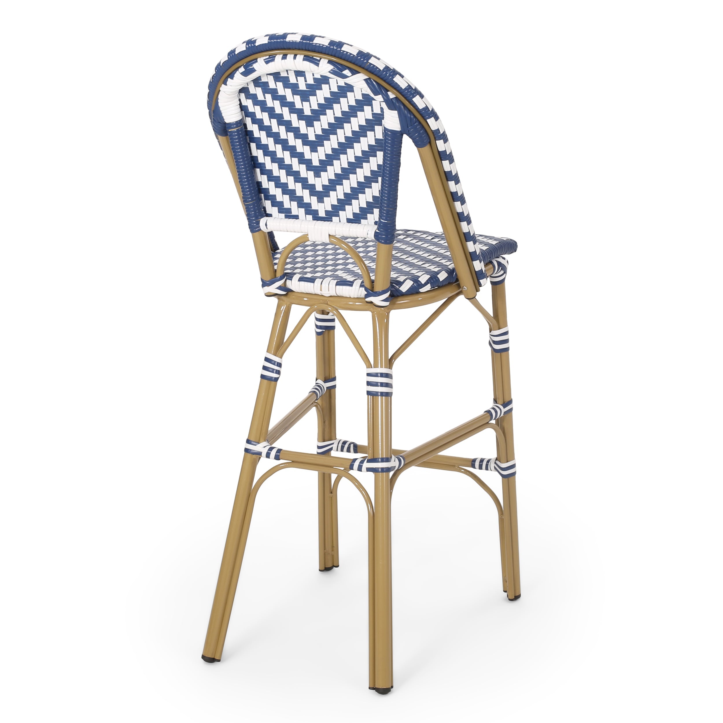 Clifftop 29.5" Outdoor Rattan Bar Stool with Aluminum Frame and Footrest, Set of 2