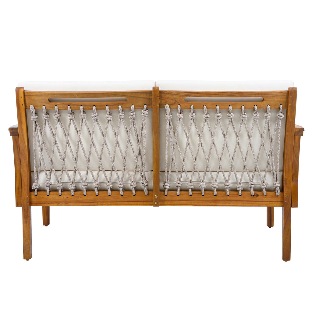 Millie Outdoor Acacia Wood Loveseat & Coffee Table Set