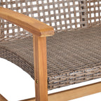 Hampton Outdoor Rattan & Acacia Wood Wicker Club Chairs, Set of 2