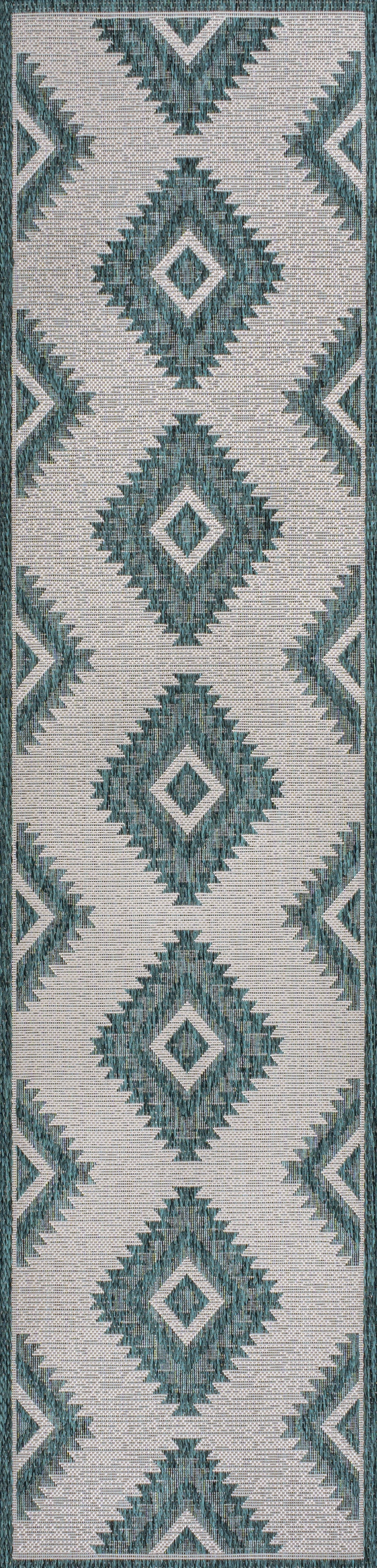 Lior Geometric Moroccan Diamond Indoor/Outdoor Runner Rug