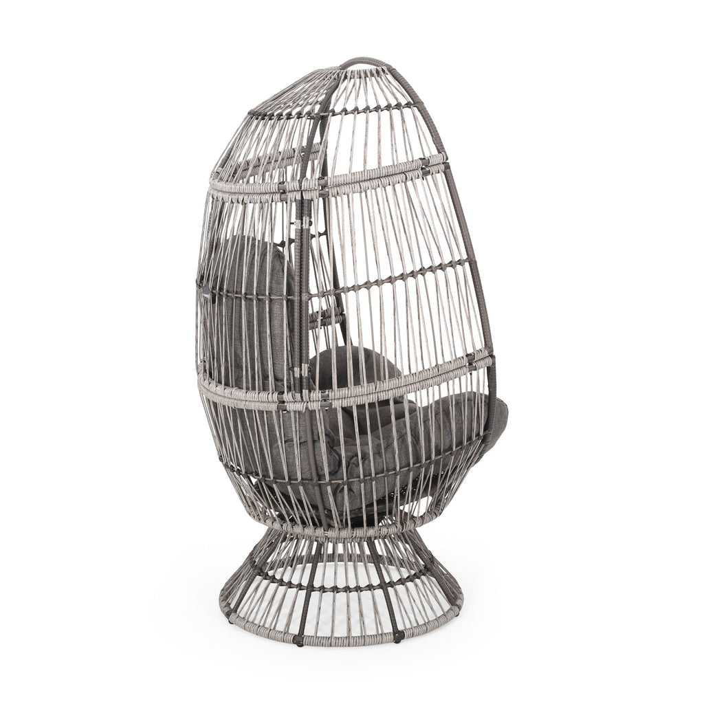 Lazulite Outdoor Egg Chair with Water-Resistant Cushion and Swivel Function