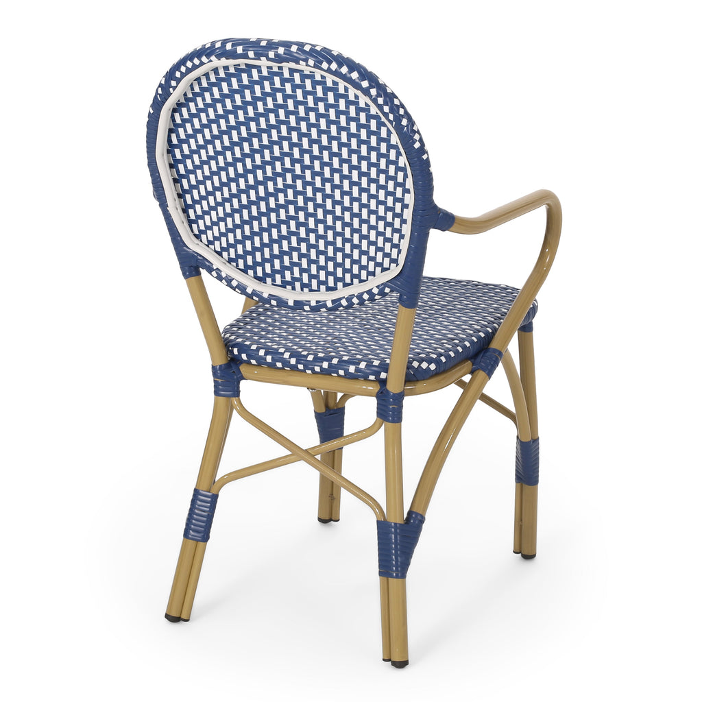 Paul French Bistro Outdoor Dining Chairs, Set of 2 Blue & White
