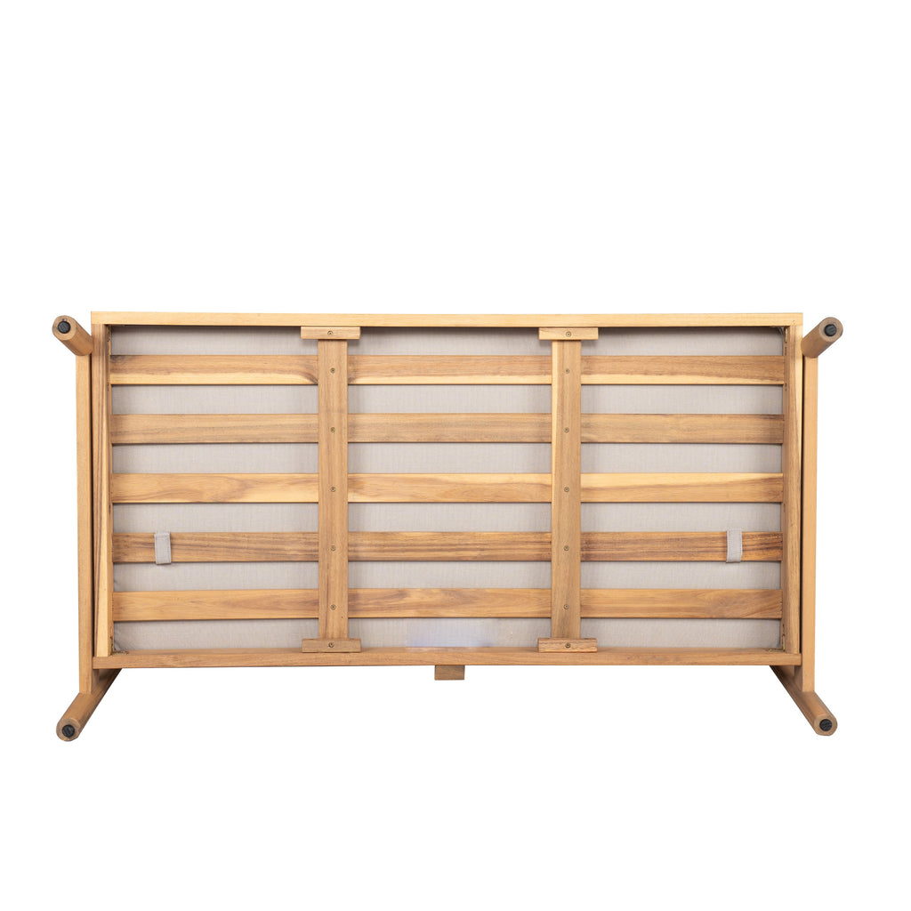 Indira Outdoor Acacia Wood Loveset Sofa with Water-Resistant Cushion