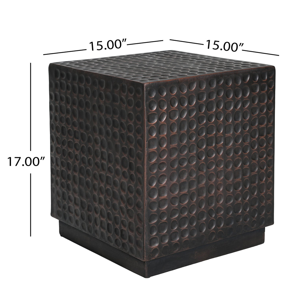 Antique Copper Cube Outdoor Side Table
