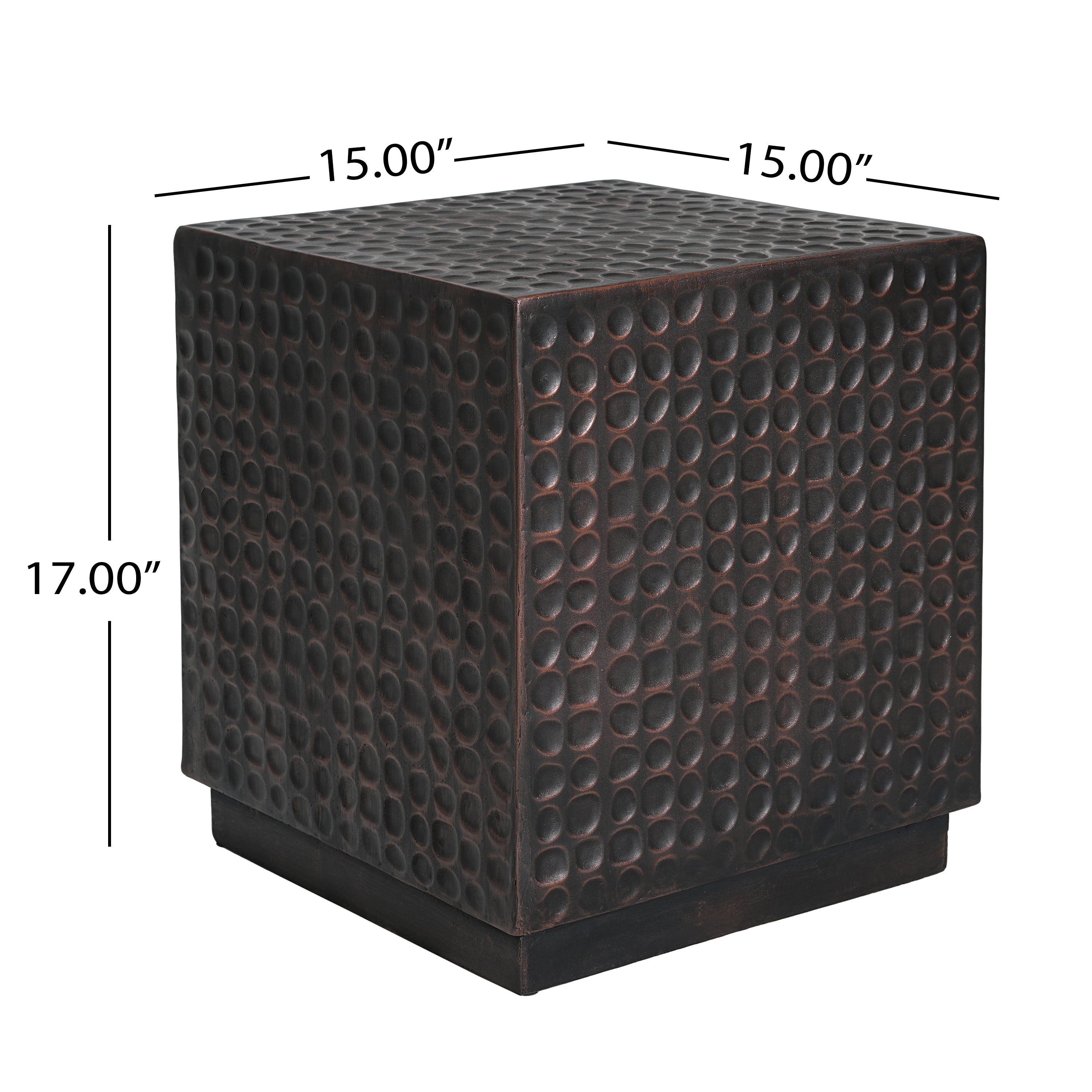 Antique Copper Cube Outdoor Side Table