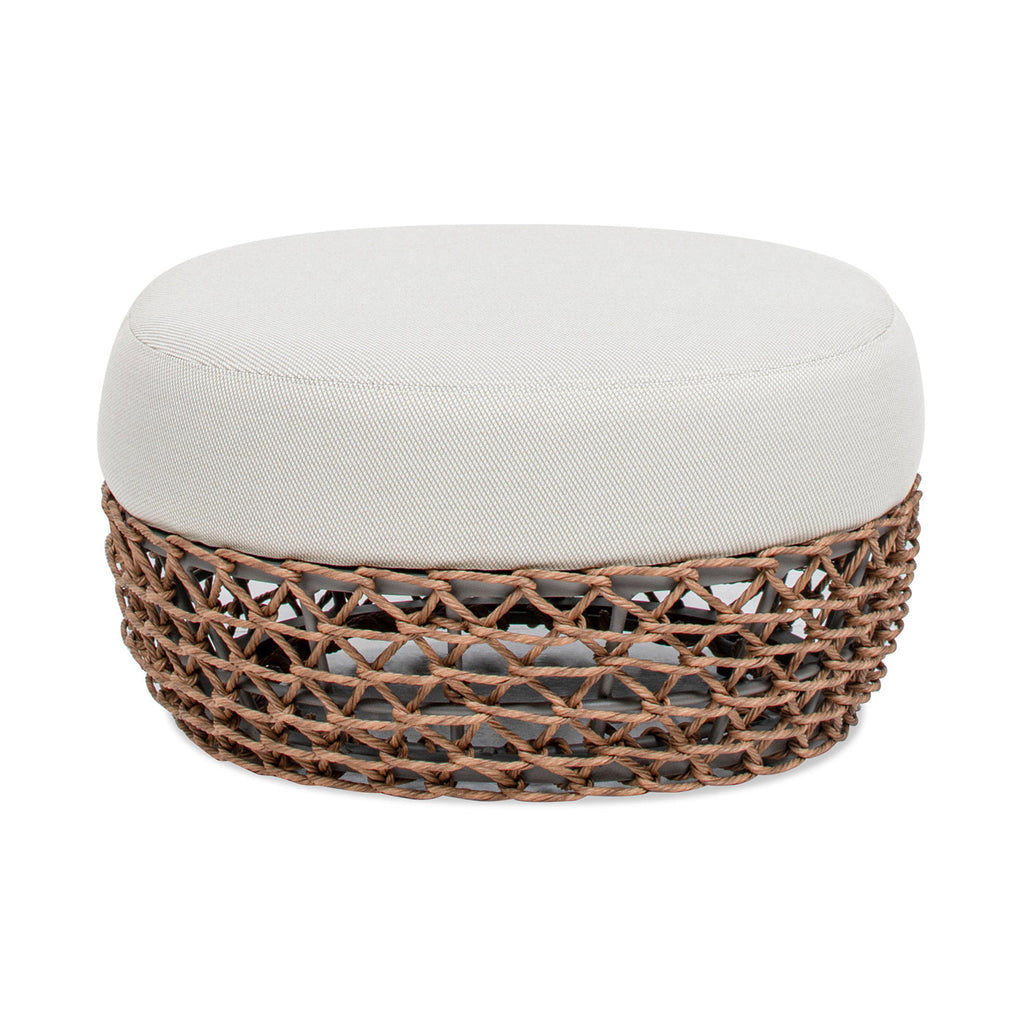 Willow Round Wicker & Upholstered Patio Ottoman