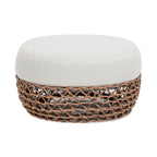 Willow Round Wicker & Upholstered Patio Ottoman