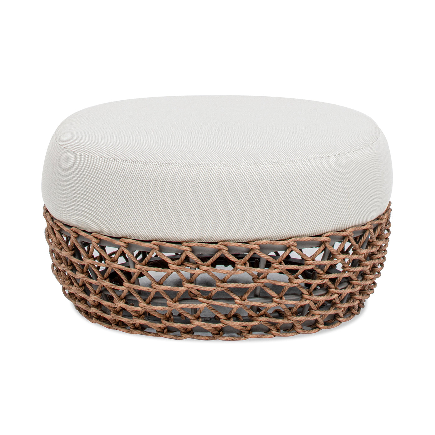 Willow Round Wicker & Upholstered Patio Ottoman